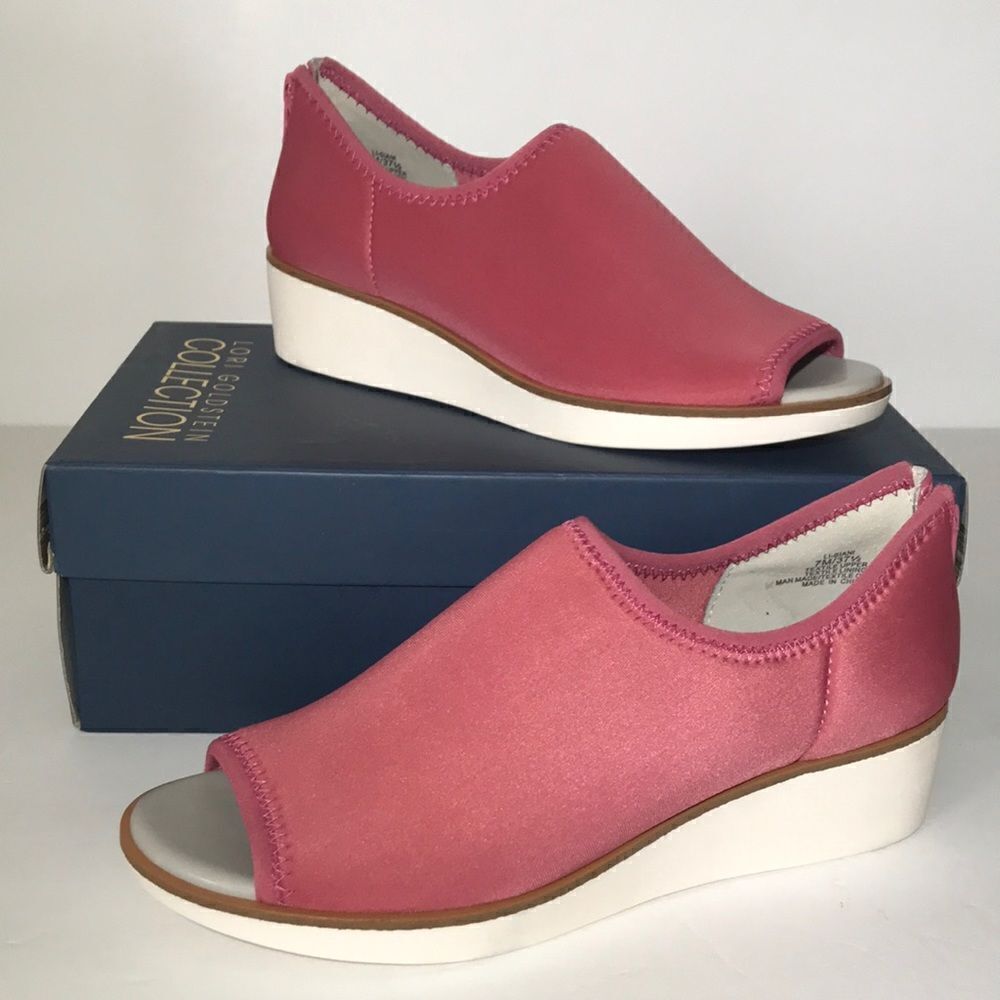 Lori Goldstein Stretch Knit Slip On Wedge Sandals